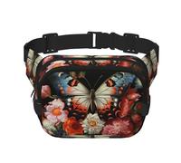 WBQLSL Pretty Butterfly Flowers Printed Waist Bag, Stylish Crossbody Bag, Lightweight Travel Sports Chest Bag