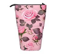 WBQLSL Pretty Pink Roses Printed Retractable Pencil case, Perfect for Makeup, Stationery, or a Coin Purse.