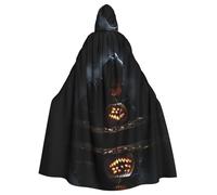 WBQLSL Pumpkin Lamp Secret Printed Halloween cape, masquerade hooded cape, suitable for theme parties