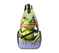 WBQLSL Purple Camellia Patterned Travel Crossbody Bag, Perfect for Daily Commutes, Cycling, Hiking, and Urban Adventures, The Funny Frog Doing Yoga, One Size