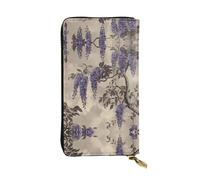 WBQLSL Purple Ring Beauty Vine Stylish leather wallet, 7.48 x 4.13 inch long zippered coin purse, convenient travel cash wallet