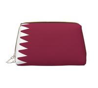 WBQLSL Qatar flag Leather cosmetic bag, portable travel cosmetic bag, large capacity cosmetic storage bag with pockets,