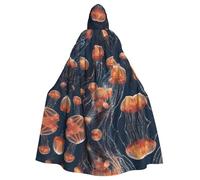 WBQLSL Quantum Jellyfish SwarmAdult Halloween hooded cape, perfect for Halloween, costume parties,and cosplay.