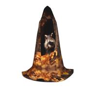 WBQLSL Raccoon in a Tree Hole Patterned M Wizard Cape, Suitable for Adults & Teens Cosplay, Full Size Range S, M, L