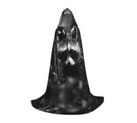 WBQLSL Raccoon in the jungle Patterned S Wizard Cape, Suitable for Adults & Teens Cosplay, Full Size Range S, M, L
