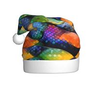 WBQLSL Rainbow Fish Scale Adult Christmas hat, 15.7-inch high plush Christmas hat, unisex decorative hat, Santa Claus Christmas Halloween party