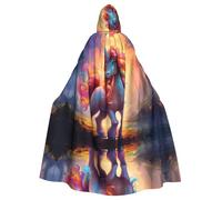 WBQLSL Rainbow Pony Printed Cape Robe - Masquerade Cape with Hood