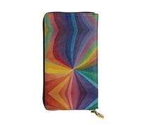 WBQLSL Rainbow Stripes Long leather clutch with zippered coin purse and 12 credit card slots, lightweight travel cash wallet