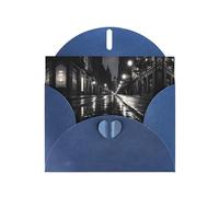 WBQLSL Rainy day in the street Blue Pattern Cards - Perfect for Valentine's Day and anniversaries, expressing love and blessings