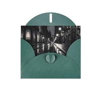 WBQLSL Rainy day in the street Dark Green Pattern Cards - Perfect for Valentine's Day and anniversaries, expressing love and blessings
