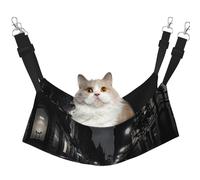 WBQLSL Rainy Day in The Street Medium Printed cat cage Hanging Hammock - Suitable for Cats, Ferrets, Puppies, Rabbits, Small Animals