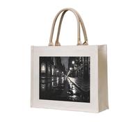 WBQLSL Rainy day in the street Printed Canvas Tote | Lightweight Storage Bag Perfect for the Beach, Picnics, and Everyday Shopping