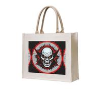 WBQLSL Red and Black Evil Ghost Printed Canvas Tote | Lightweight Storage Bag Perfect for the Beach, Picnics, and Everyday Shopping