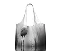 WBQLSL red-crowned crane Printed Shoulder Bag - Suitable for sturdy canvas bags, shopping bags, Black, One Size