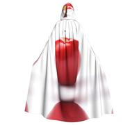 WBQLSL Red Fruits close-up Halloween cape masquerade hooded cape rave party costume (length 147 cm/hood height 38 cm)