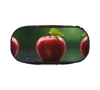 WBQLSL Red Fruits close-ups Printed stationery storage bag - multi-grid layered pencil case portable student pencil bag