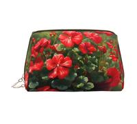WBQLSL Red Geraniums Leather Makeup Bag Cosmetic Storage Bag Suitable for Carrying Cosmetics with You