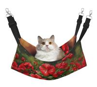 WBQLSL Red Geraniums Medium Printed pet Hammock - Sleeping Hammock for Cats, Ferrets, Puppies, Rabbits, Small Animals