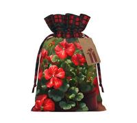WBQLSL Red geraniums Printed Flower Pocket 8.3x11.8 Inch Holiday Party Decoration Gift Bag Candy Snack Storage Bag