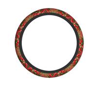 WBQLSL Red geraniums Printed steering wheel cover - Highly elastic and soft material to enhance driving experience