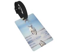 WBQLSL Reindeer Leap Luggage Tags - Stylish and Durable Tags for Personalized Backpack and Luggage Tags