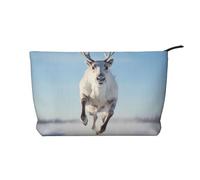 WBQLSL Reindeer Leap Pattern cosmetic bag - lightweight and compact zipper closure clutch, daily cosmetic storage bag, Black, One Size