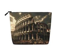 WBQLSL Remains of the Roman Colosseum Patterned travel cosmetic bag, multifunctional storage bag, specially designed for daily necessities storage, Black, One Size