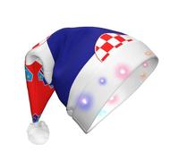 WBQLSL Republic of Croatia flag LED Light Santa Hat,Unisex Christmas New Year Adult Hat, Plush New Year Christmas Party Gift