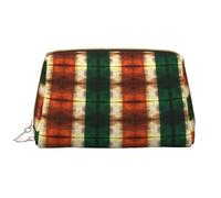 WBQLSL Retro Irish flag Leather makeup bag, portable large-capacity makeup storage bag, carry-on travel with pocket makeup bag