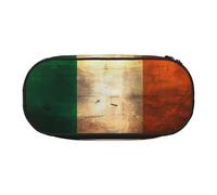 WBQLSL Retro Irish flag Printed stationery storage bag - multi-grid layered pencil case portable student pencil bag