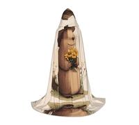 WBQLSL Romantic Groundhog Patterned S Wizard Cape, Suitable for Adults & Teens Cosplay, Full Size Range S, M, L