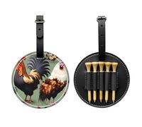 WBQLSL Rooster and Chicken Fashionable Printed Golf tee Storage Bag - Lightweight Design for Quick tee Storage