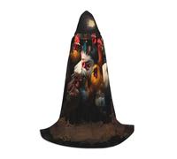 WBQLSL Rooster Family Portfolio Patterned S Wizard Cape, Suitable for Adults & Teens Cosplay, Full Size Range S, M, L