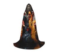 WBQLSL roosters dressed in many colors Patterned L Wizard Cape, Suitable for Adults & Teens Cosplay, Full Size Range S, M, L