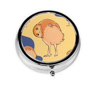 WBQLSL Round Mini Pill Box, 3 partitions, Portable Pill Box, can be Put into Wallet, Pocket, Light and Convenient Crooked Owl Pattern
