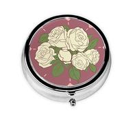 WBQLSL Round Mini Pill Box, 3 partitions, Portable Pill Box, can be Put into Wallet, Pocket, Light and Convenient White Rose of Love Pattern