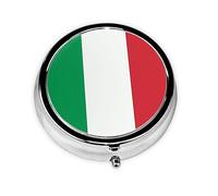 WBQLSL Round Mini Pill Box, 3 partitions, Portable Pill Box, can be Put into Wallet, Pocket, Light and Convenient Italy Flag Pattern