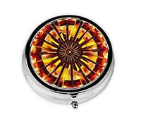WBQLSL Round Mini Pill Box, 3 partitions, Portable Pill Box, can be Put into Wallet, Pocket, Light and Convenient Turning The Flame Pattern
