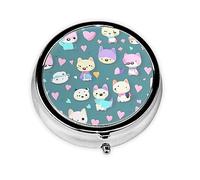 WBQLSL Round Mini Pill Box, 3 partitions, Portable Pill Box, can be Put into Wallet, Pocket, Light and Convenient Cute Little Fox Pattern