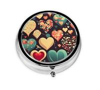 WBQLSL Round Mini Pill Box, 3 partitions, Portable Pill Box, can be Put into Wallet, Pocket, Light and Convenient Heart Crush Flower Pattern