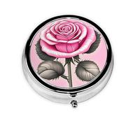 WBQLSL Round Mini Pill Box, 3 partitions, Portable Pill Box, can be Put into Wallet, Pocket, Light and Convenient Beautiful Pink Roses Pattern