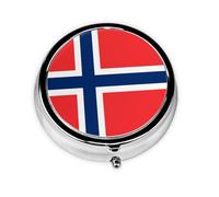 WBQLSL Round Mini Pill Box, 3 partitions, Portable Pill Box, can be Put into Wallet, Pocket, Light and Convenient Norwegian Flag Pattern