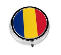 WBQLSL Round Mini Pill Box, 3 partitions, Portable Pill Box, can be Put into Wallet, Pocket, Light and Convenient Flag of Romania Pattern
