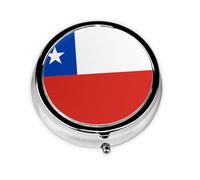 WBQLSL Round Mini Pill Box, 3 partitions, Portable Pill Box, can be Put into Wallet, Pocket, Light and Convenient Flag of Chile Pattern