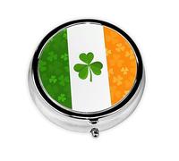 WBQLSL Round Mini Pill Box, 3 partitions, Portable Pill Box, can be Put into Wallet, Pocket, Light and Convenient Irish Flag Pattern