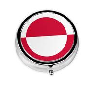 WBQLSL Round Mini Pill Box, 3 partitions, Portable Pill Box, can be Put into Wallet, Pocket, Light and Convenient Greenland Flag Pattern