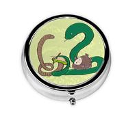 WBQLSL Round Mini Pill Box, 3 partitions, Portable Pill Box, can be Put into Wallet, Pocket, Light and Convenient Sunflower Seeds Earthworm Snake Pattern