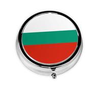 WBQLSL Round Mini Pill Box, 3 partitions, Portable Pill Box, can be Put into Wallet, Pocket, Light and Convenient Bulgarian Flag Pattern
