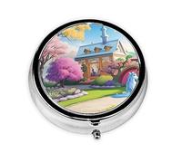 WBQLSL Round Mini Pill Box, 3 partitions, Portable Pill Box, can be Put into Wallet, Pocket, Light and Convenient Unicorn Fairy Tale Pattern