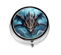 WBQLSL Round Mini Pill Box, 3 partitions, Portable Pill Box, can be Put into Wallet, Pocket, Light and Convenient Flying Dragon Pattern